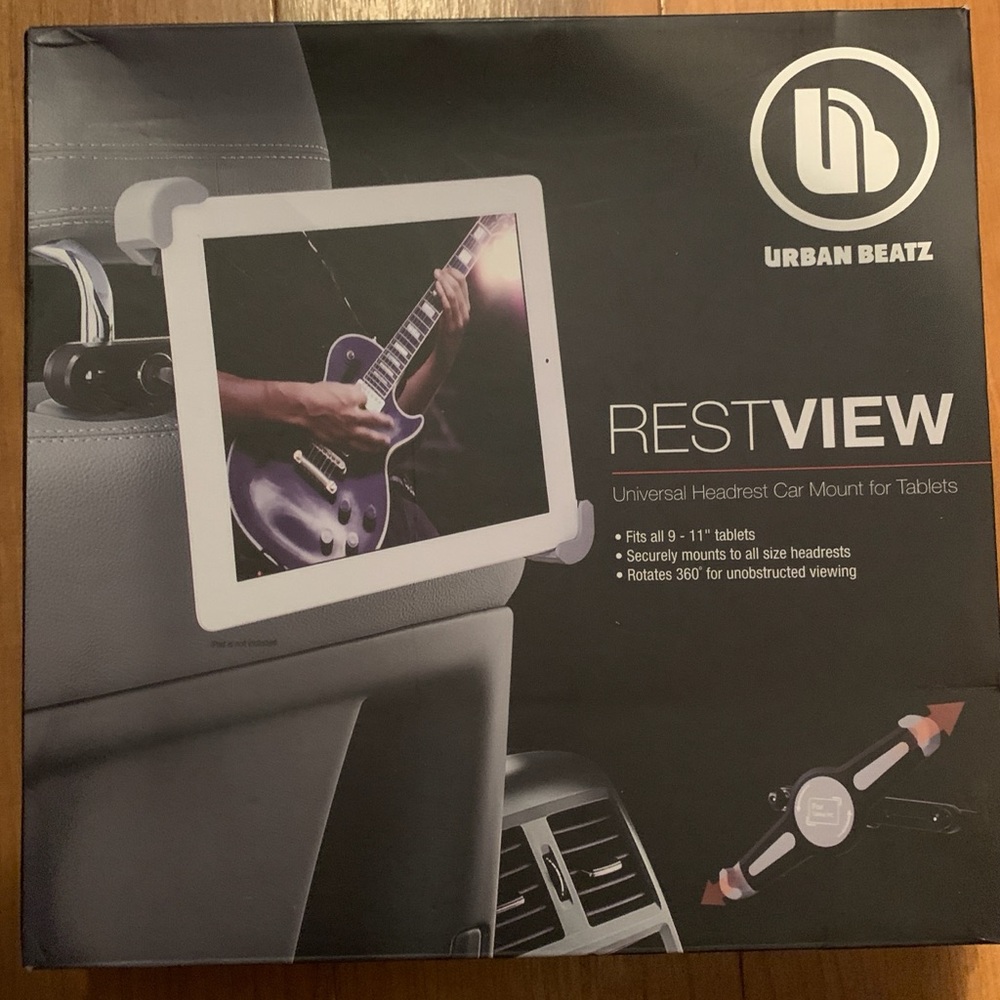 NIB Urban Beatz Restview Universal Headrest Car Mount for Tablets